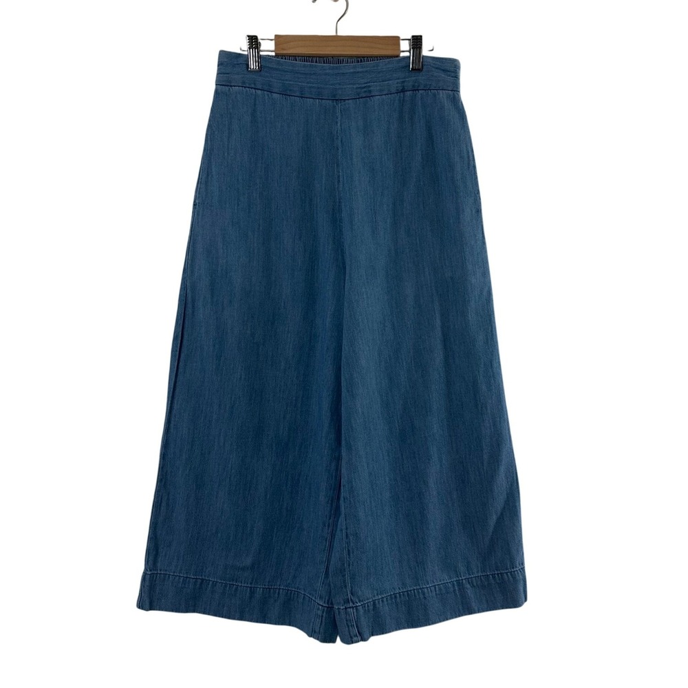 Madewell Blue Cotton Linen Blend Wide Leg Culotte Pants Womens Small High Rise